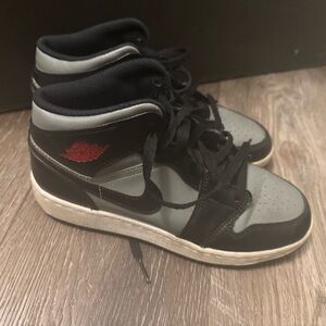 Nike Air Jordan 1 Mid GS in the "Shadow Red" colorway. Size 6 Y